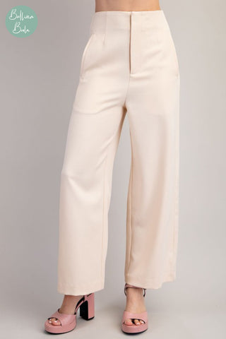 Pantalon crema alto