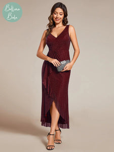 Vestido vino midi con brillos