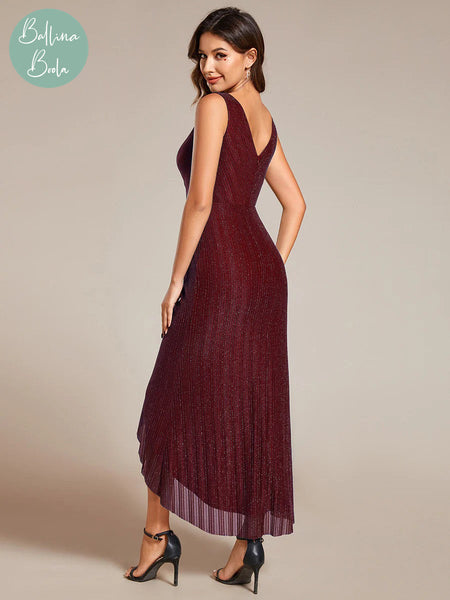 Vestido vino midi con brillos