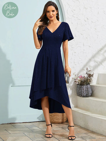 Vestido maxi navy blue con manga