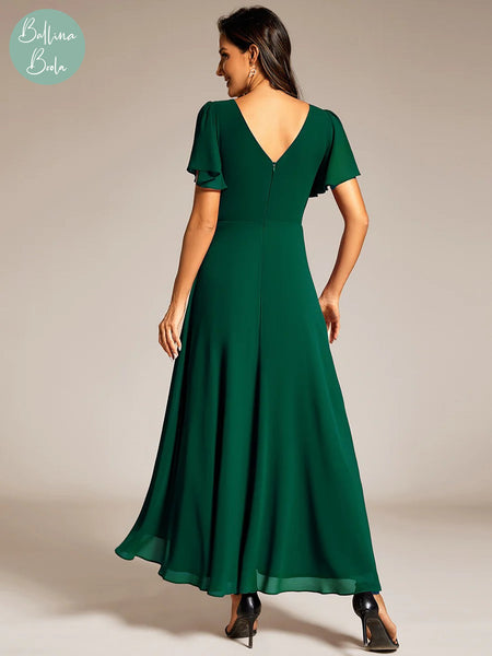 Vestido verde maxi con mangas