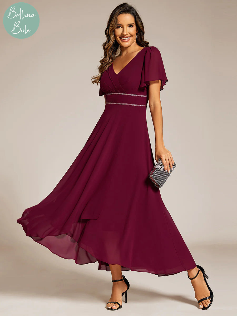 Vestido vino maxi con mangas