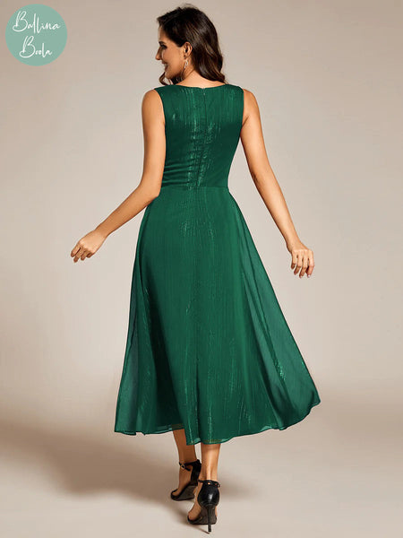 Vestido verde maxi con brillos