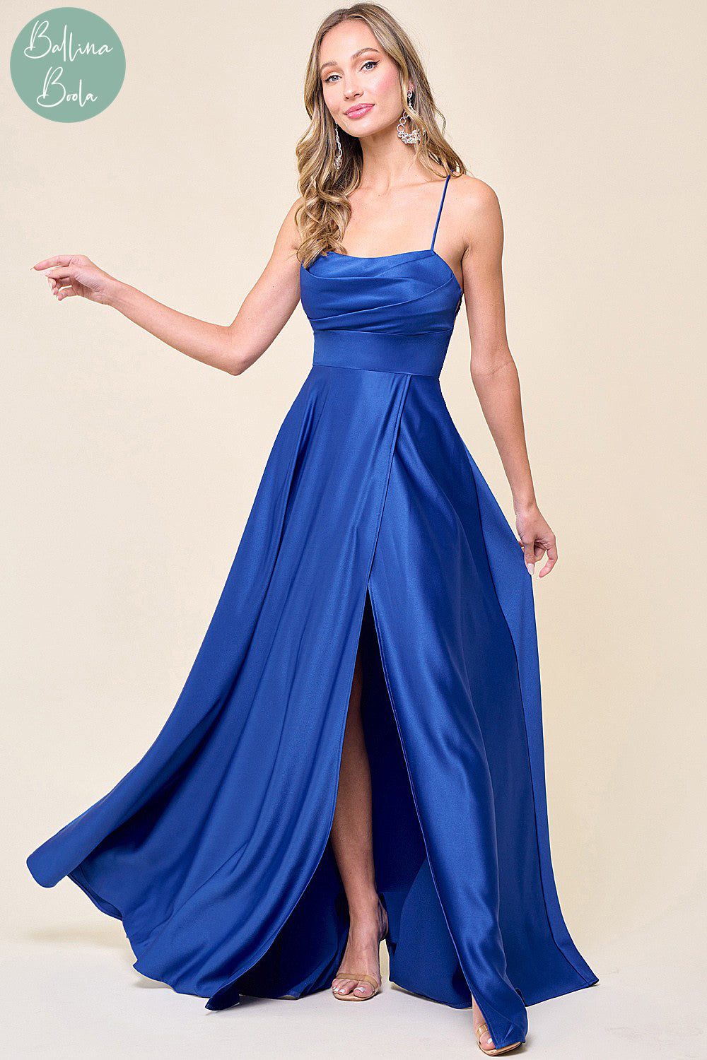 Vestido azul rey de satin