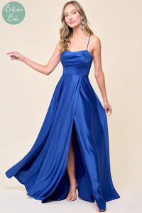 Vestido azul rey de satin