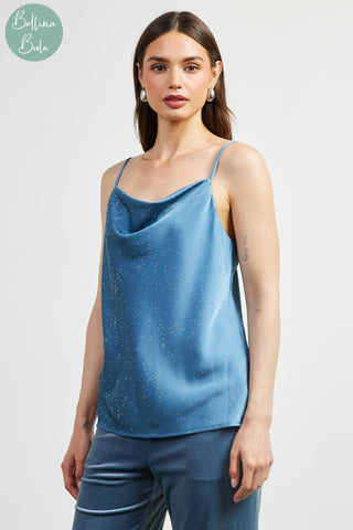 Blusa dusty blue con brillos