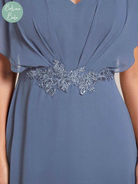 Vestido dusty blue asimetrico