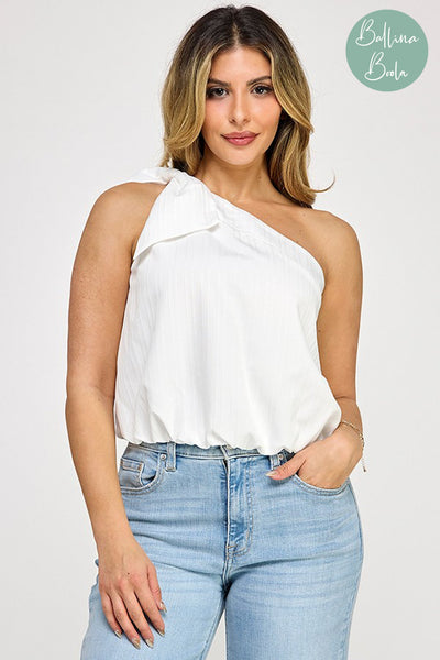 Blusa blanca un hombro