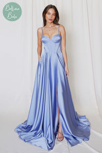 Vestido celeste de satin