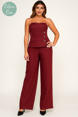 Set vino de blusa y pantalon