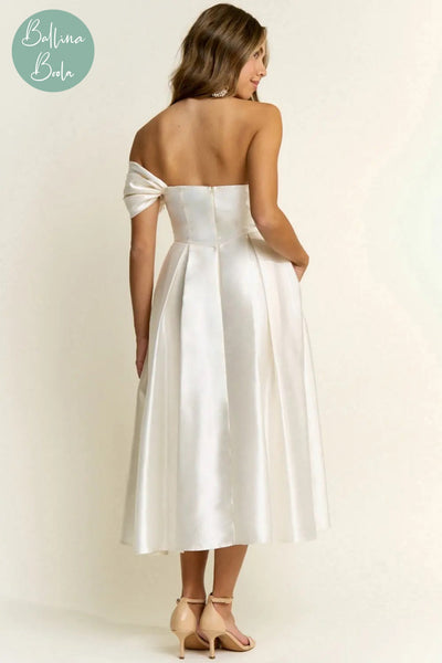 Vestido ivory maxi strapless
