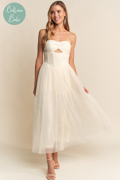 Vestido maxi cream de tul