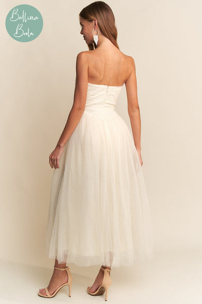 Vestido maxi cream de tul