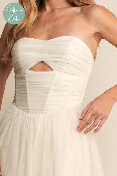 Vestido maxi cream de tul