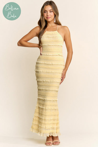 Vestido maxi al cuerpo amarillo