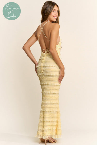 Vestido maxi al cuerpo amarillo