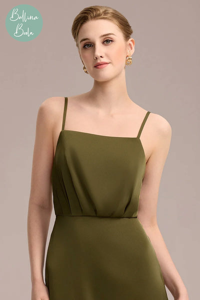 Vestido verde oliva midi sencillo