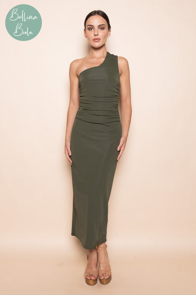 Vestido verde oliva maxi