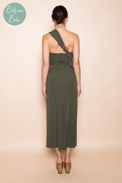 Vestido verde oliva maxi