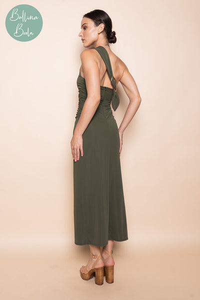 Vestido verde oliva maxi