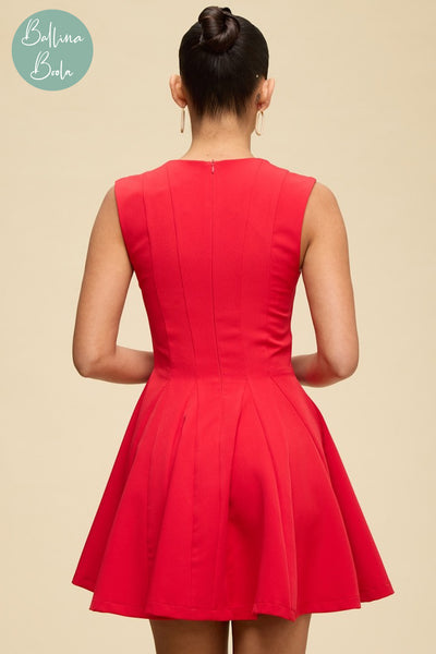 Vestido rojo corto con botones