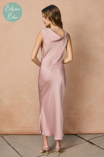 Vestido midi powder pink