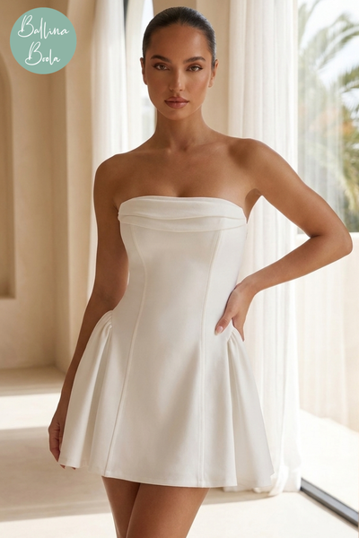 Vestido corto blanco liso