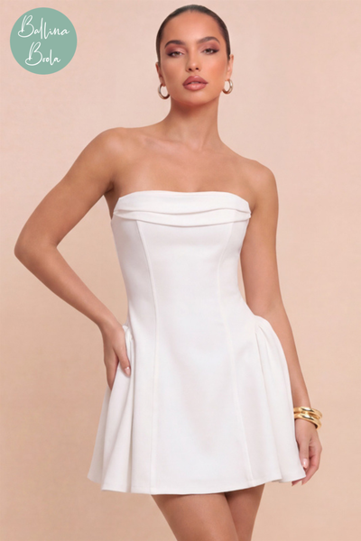 Vestido corto blanco liso
