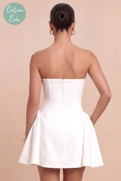 Vestido corto blanco liso