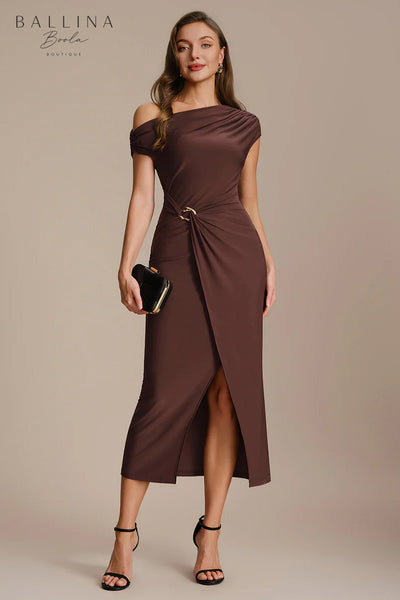 Vestido midi chocolate brown