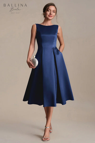 Vestido midi navy blue