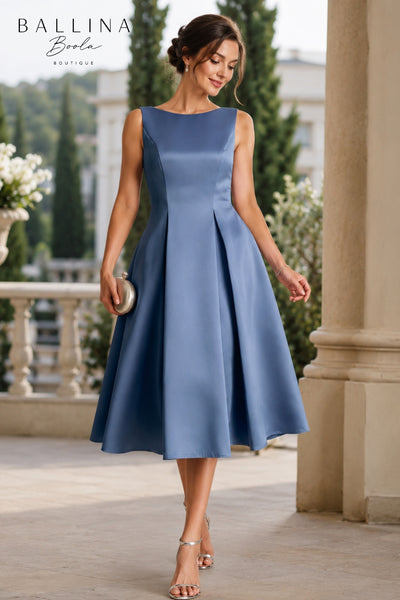 Vestido midi dusty blue