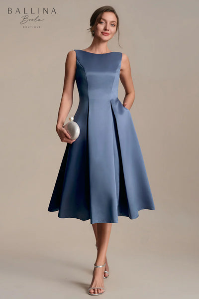 Vestido midi dusty blue