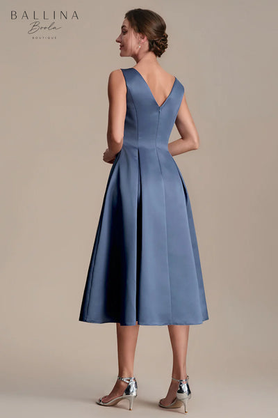 Vestido midi dusty blue