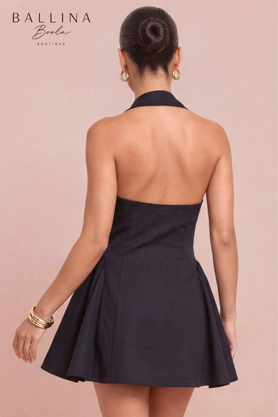 Vestido blanco y negro corto