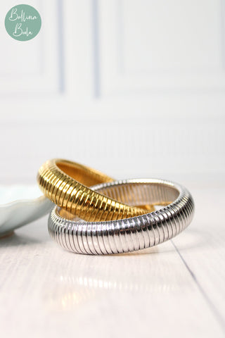 Brazalete doble dorado y plateado