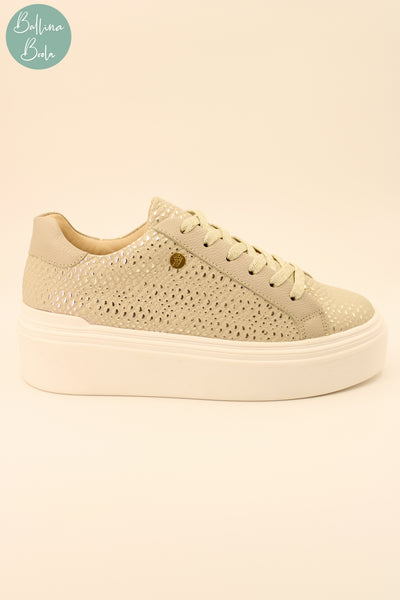 Tennis paris chic de cuero latte