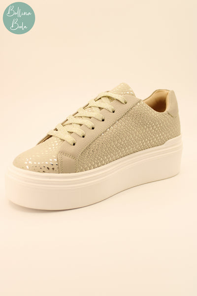 Tennis paris chic de cuero latte