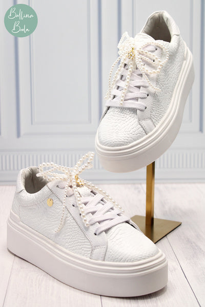 Tennis paris glam de cuero blanco