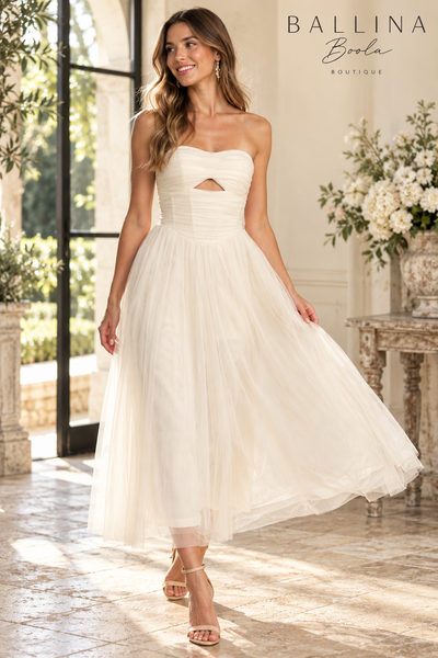 Vestido maxi cream de tul