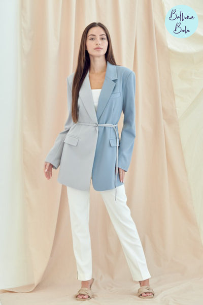 Blazer bicolor dusty blue