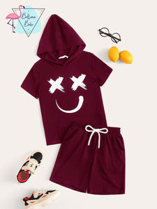 Juego de camisa y shorts vino para niño