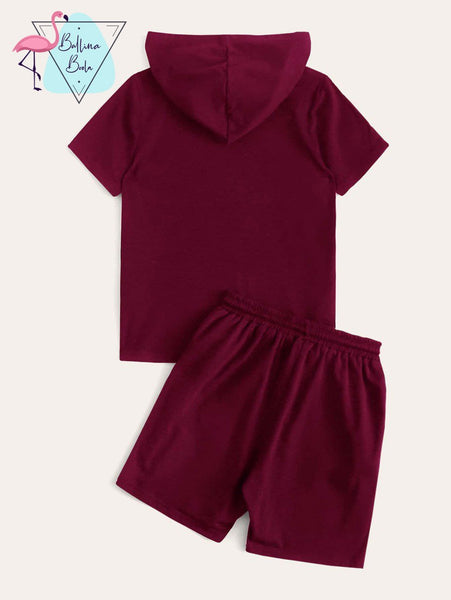 Juego de camisa y shorts vino para niño