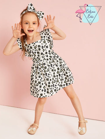 Vestido para niña animal print con lazo