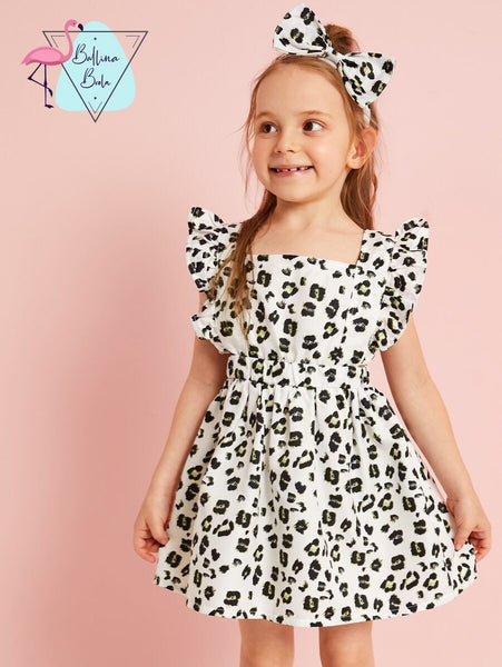 Vestido para niña animal print con lazo