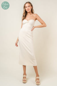 Vestido ivory midi strapless