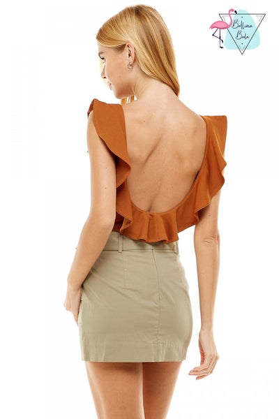 Bodysuit camel con vuelos