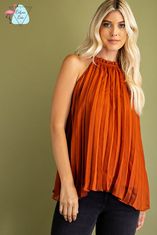 Blusa plisada naranja vintage