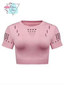 Top deportivo manga corta rosa