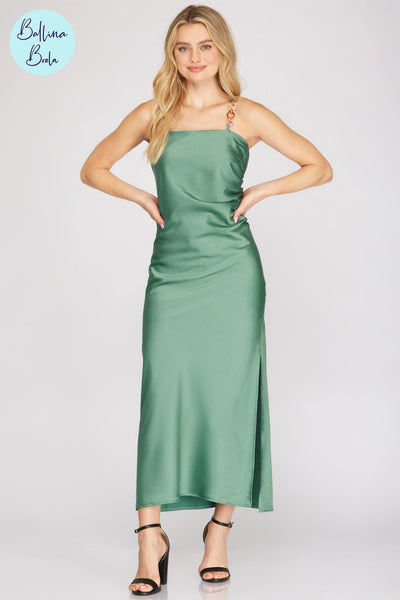 Vestido midi verde vintage